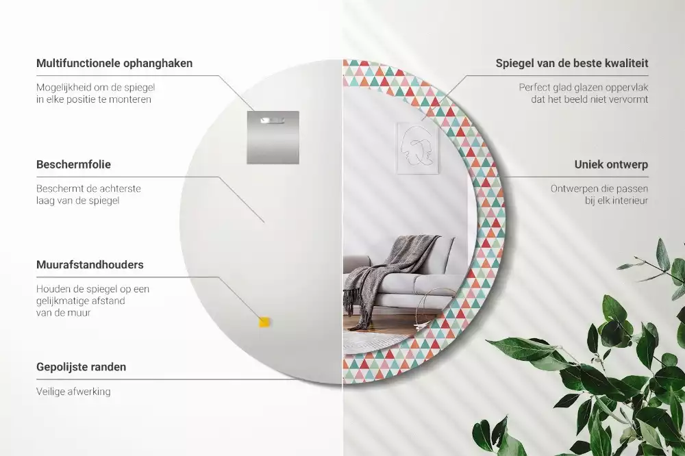 Kulaté dekorativní zrcadlo Geometrický vzor