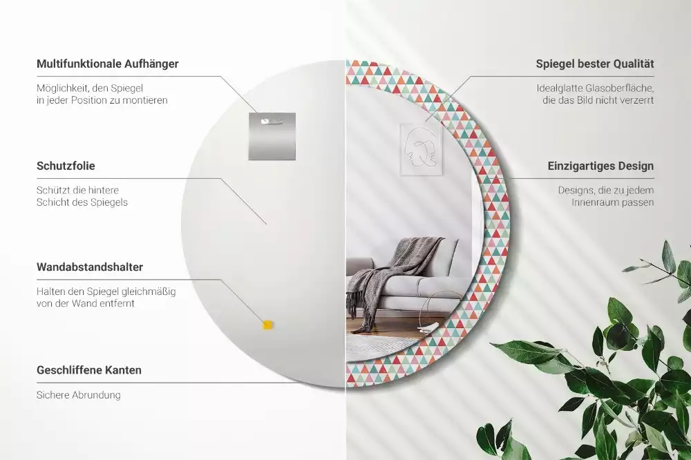 Kulaté dekorativní zrcadlo Geometrický vzor