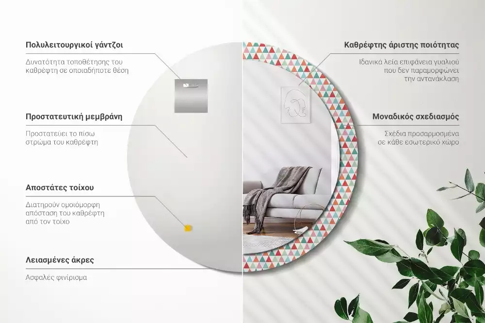 Kulaté dekorativní zrcadlo Geometrický vzor