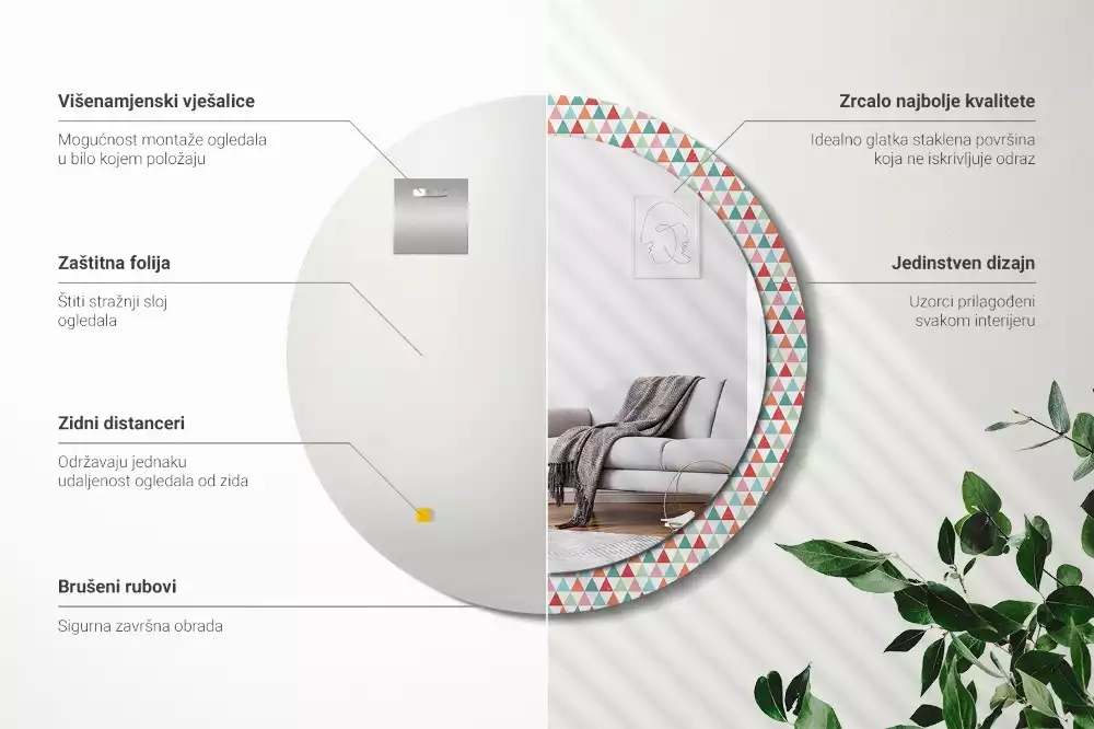 Kulaté dekorativní zrcadlo Geometrický vzor