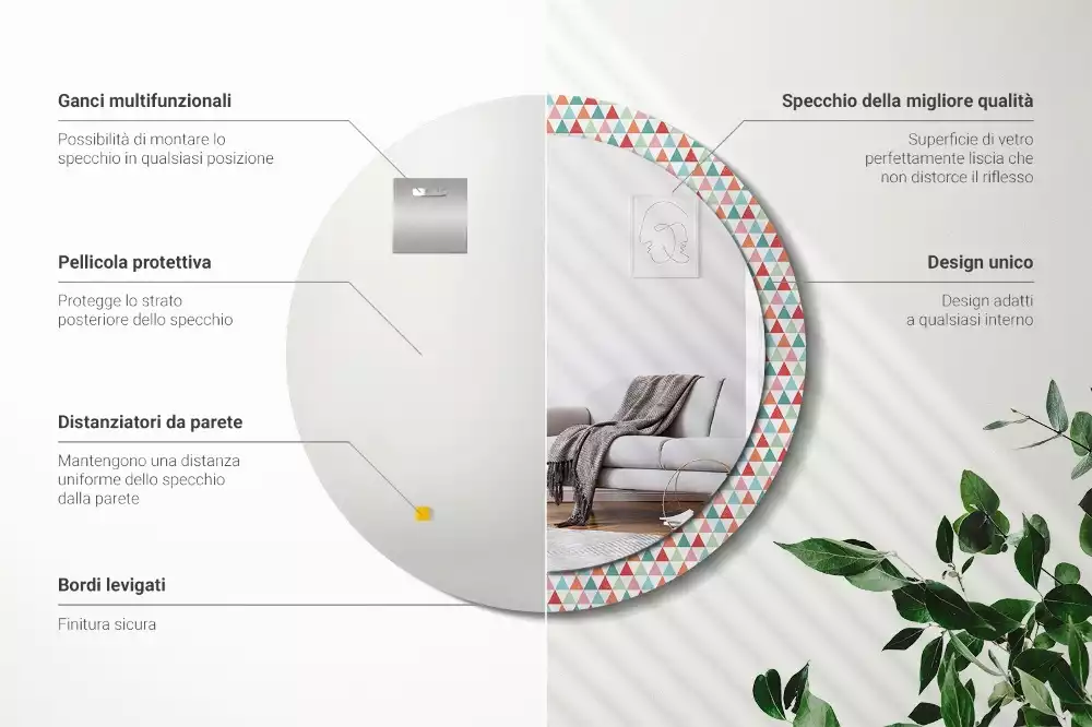 Kulaté dekorativní zrcadlo Geometrický vzor