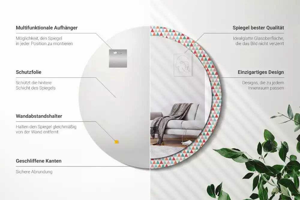 Kulaté dekorativní zrcadlo Geometrický vzor