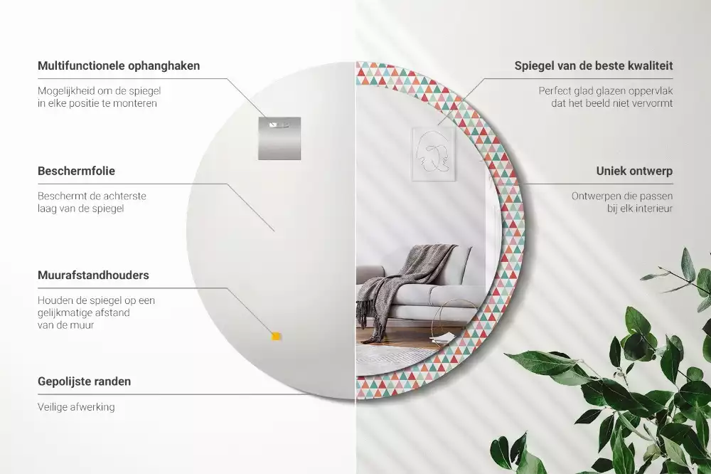 Kulaté dekorativní zrcadlo Geometrický vzor