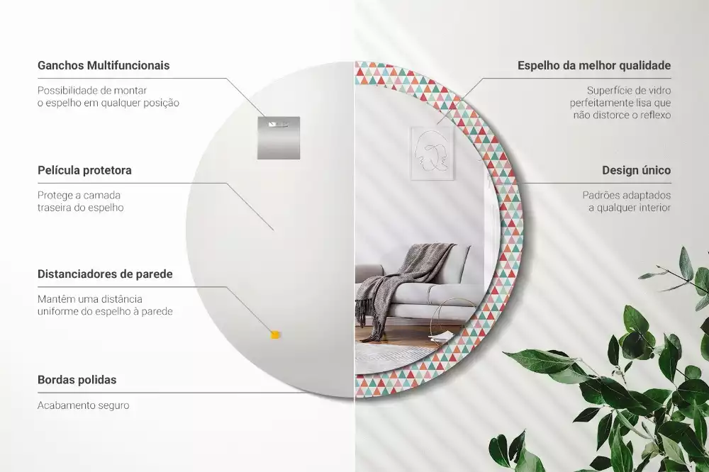 Kulaté dekorativní zrcadlo Geometrický vzor