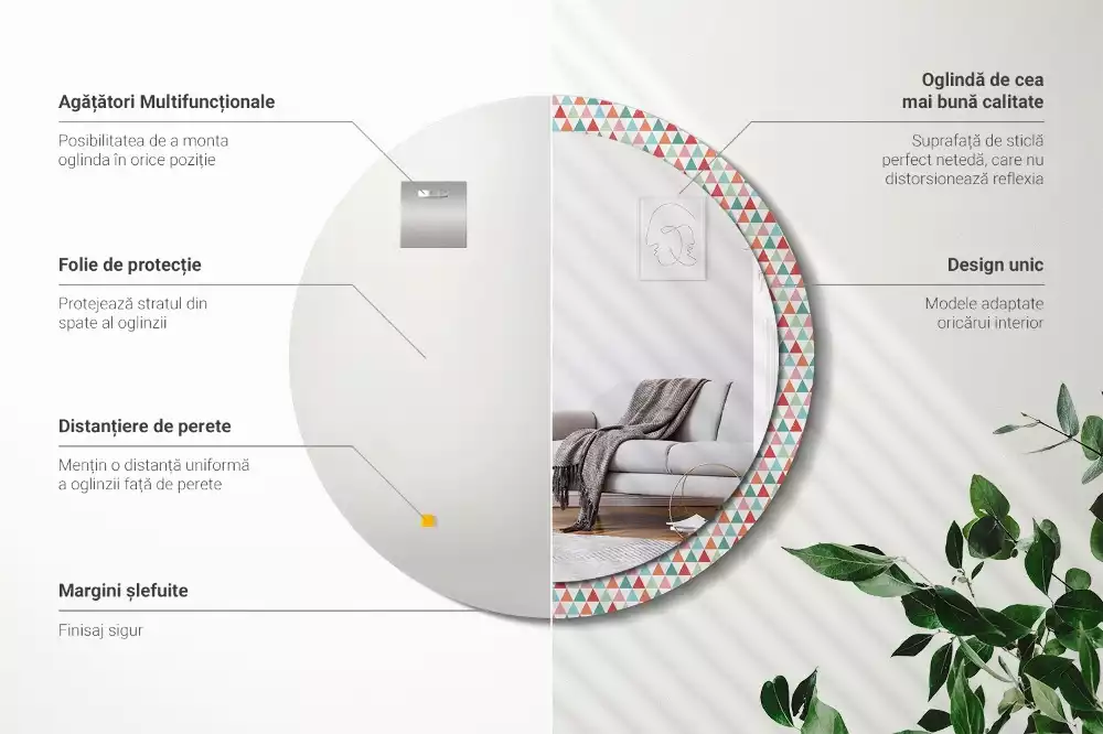 Kulaté dekorativní zrcadlo Geometrický vzor