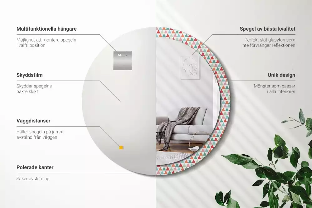 Kulaté dekorativní zrcadlo Geometrický vzor