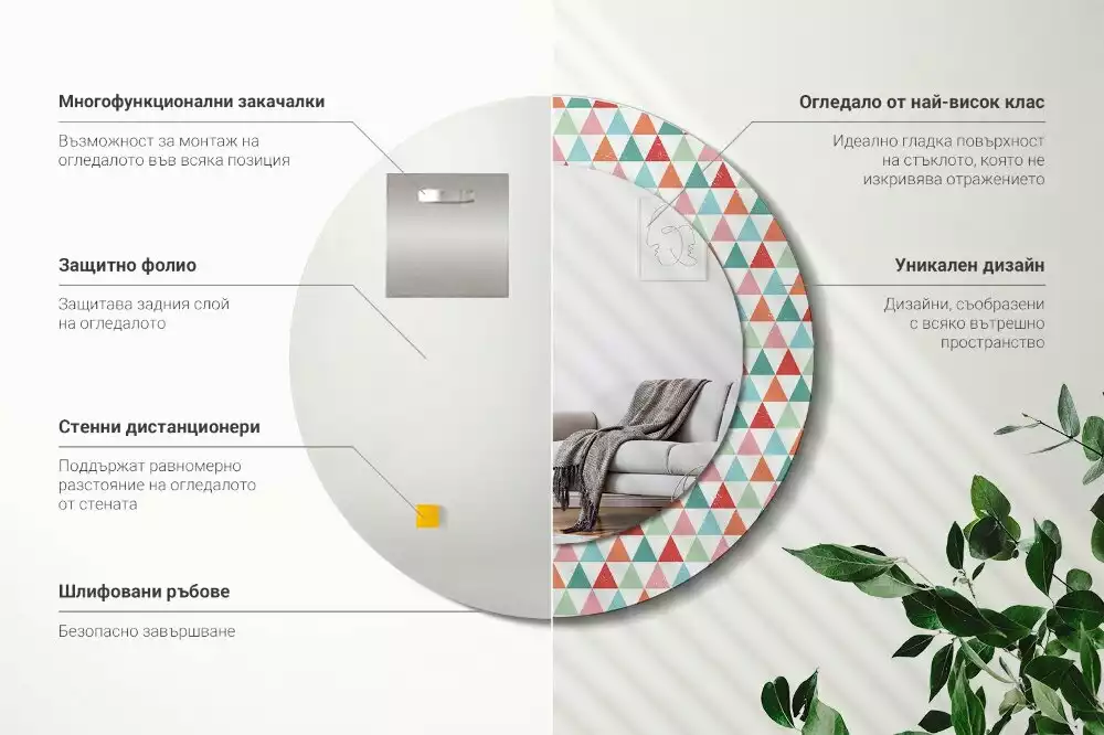 Kulaté dekorativní zrcadlo Geometrický vzor