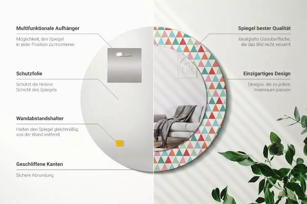 Kulaté dekorativní zrcadlo Geometrický vzor