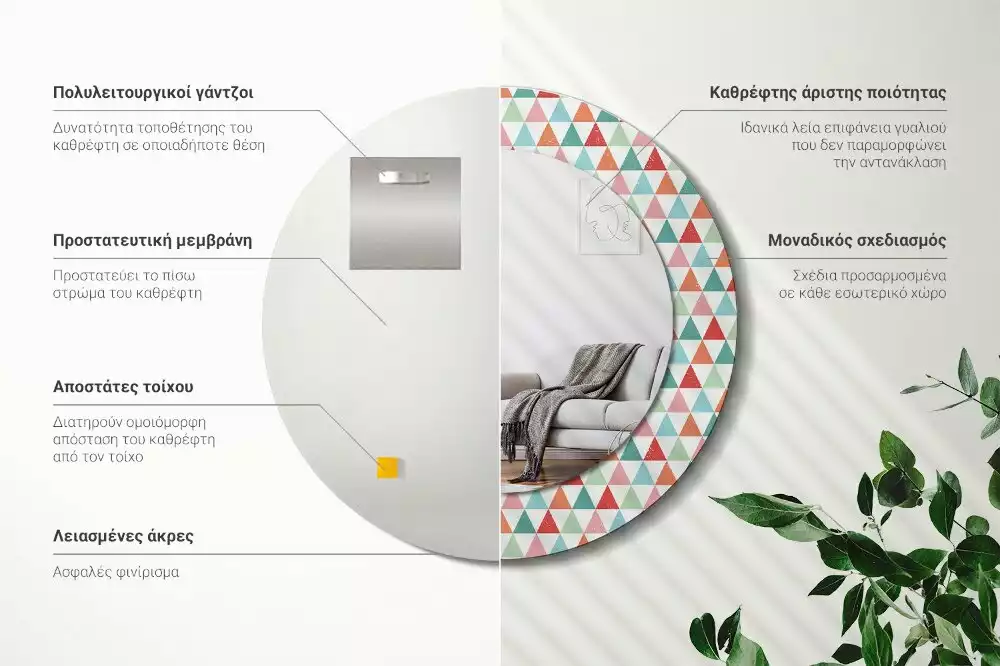 Kulaté dekorativní zrcadlo Geometrický vzor