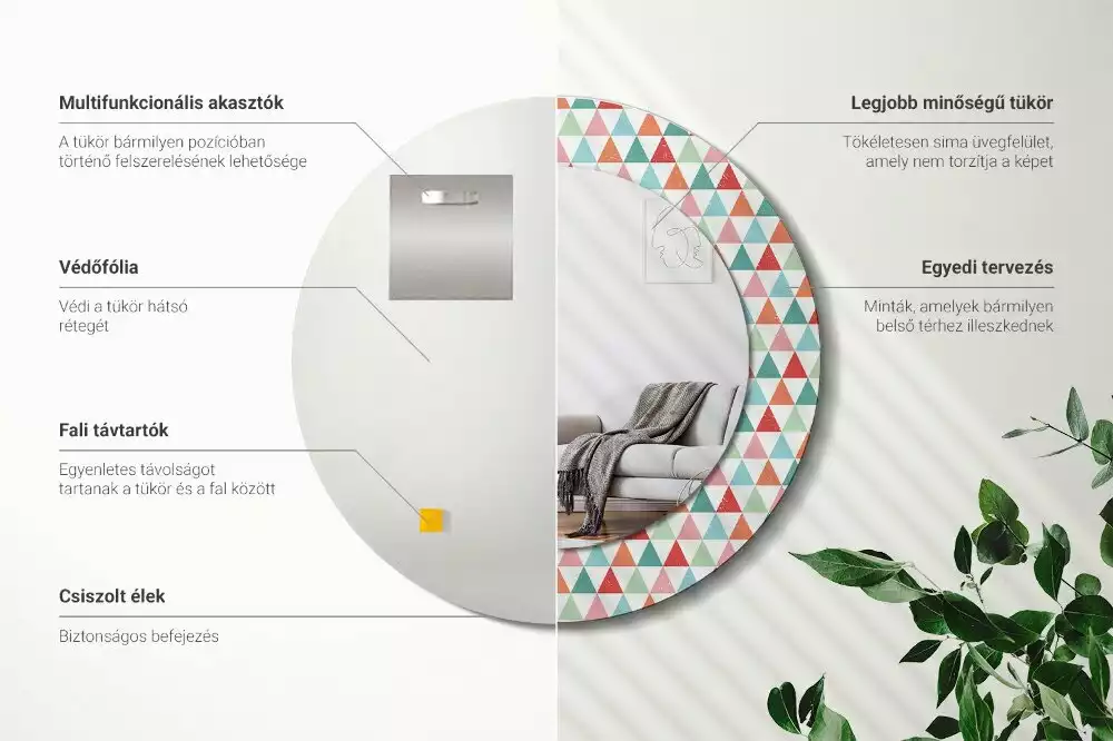 Kulaté dekorativní zrcadlo Geometrický vzor