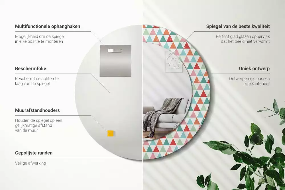 Kulaté dekorativní zrcadlo Geometrický vzor