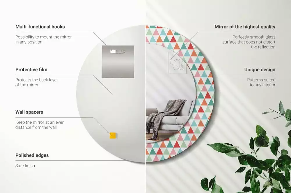 Kulaté dekorativní zrcadlo Geometrický vzor