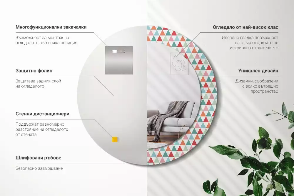 Kulaté dekorativní zrcadlo Geometrický vzor