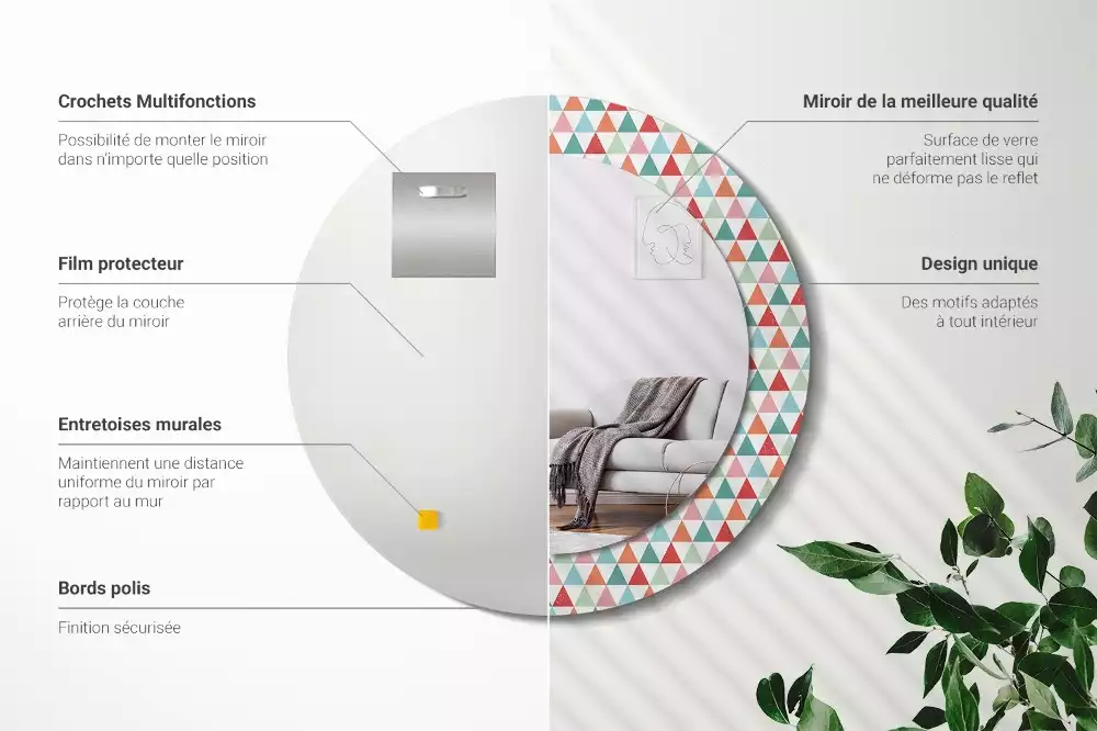 Kulaté dekorativní zrcadlo Geometrický vzor