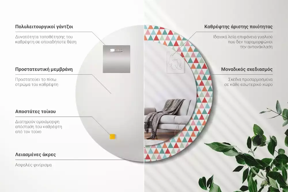 Kulaté dekorativní zrcadlo Geometrický vzor