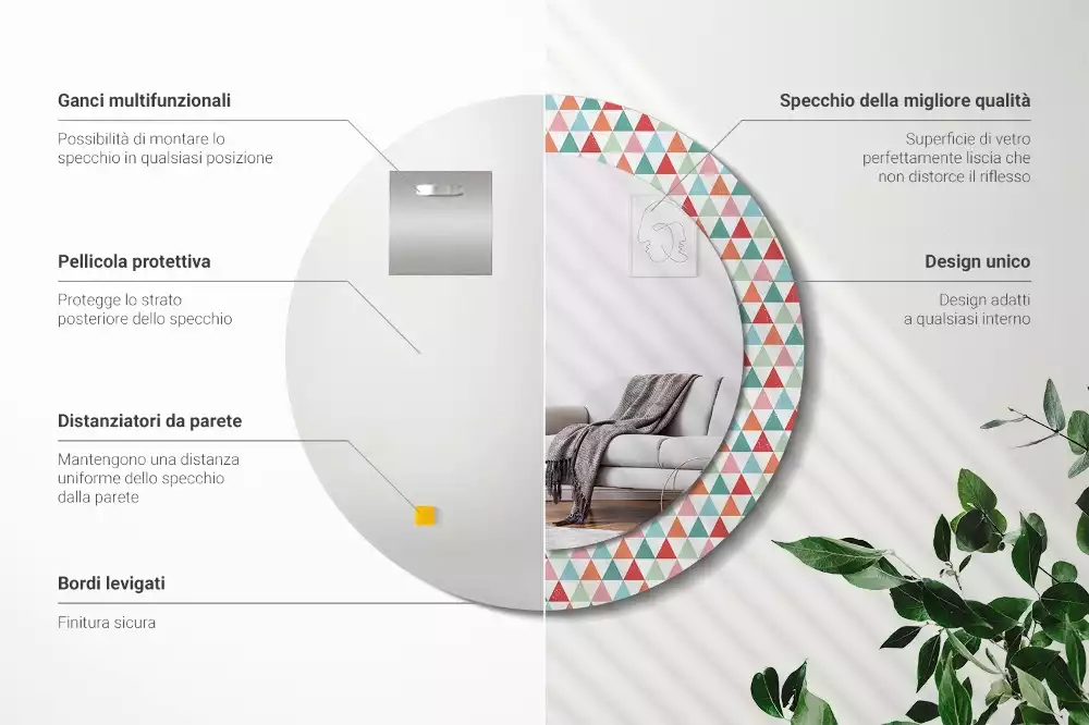 Kulaté dekorativní zrcadlo Geometrický vzor