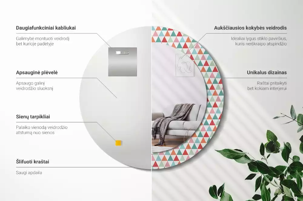 Kulaté dekorativní zrcadlo Geometrický vzor