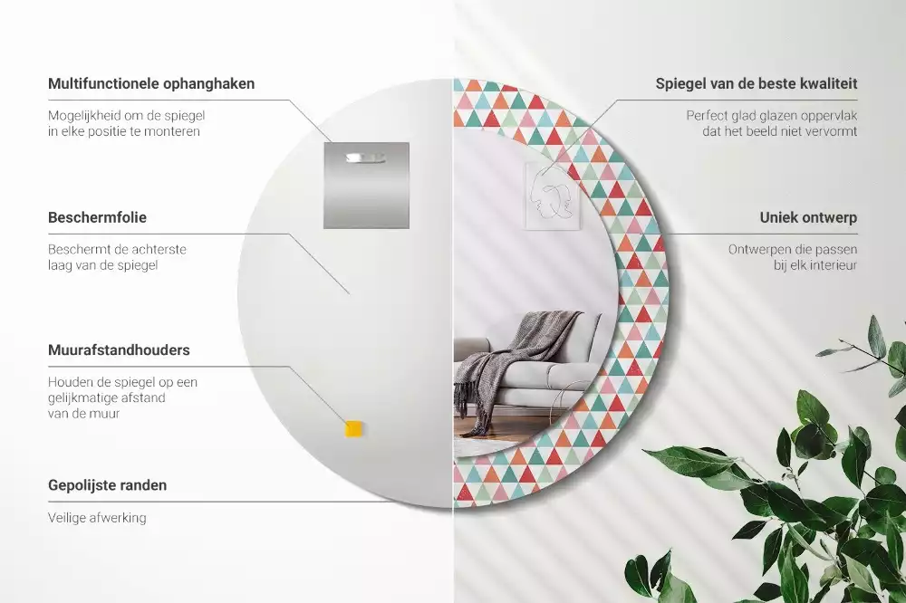 Kulaté dekorativní zrcadlo Geometrický vzor