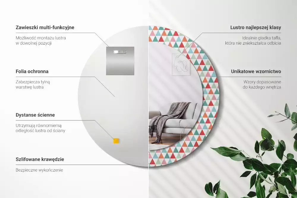 Kulaté dekorativní zrcadlo Geometrický vzor