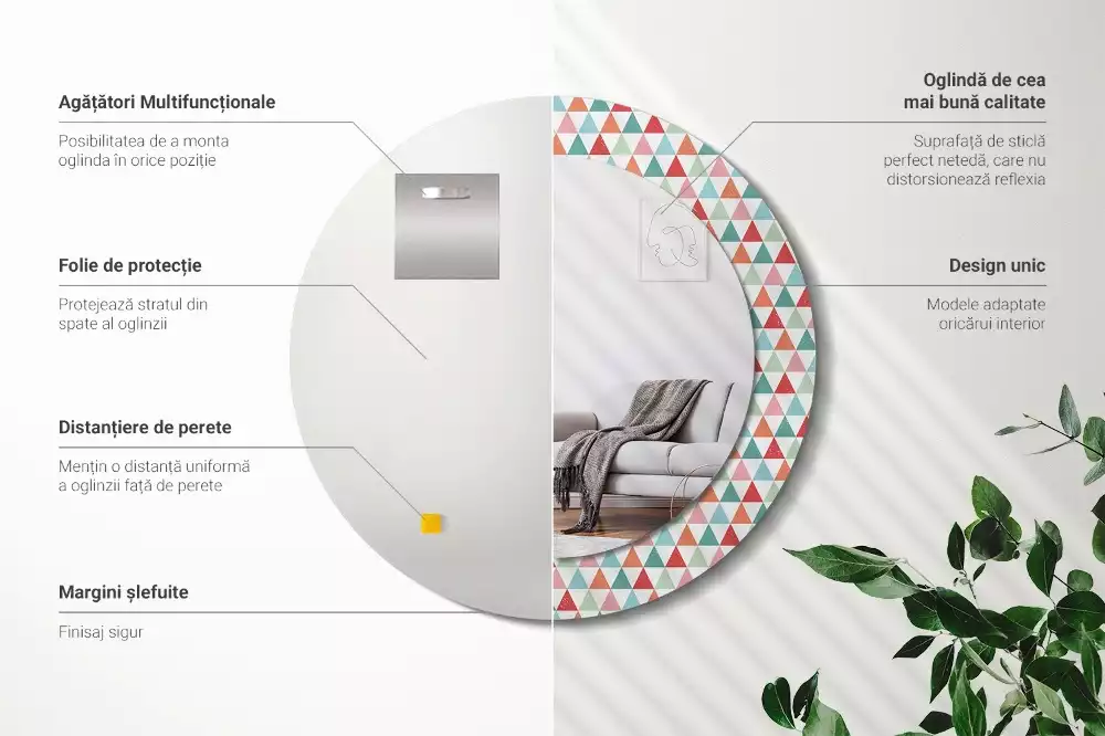 Kulaté dekorativní zrcadlo Geometrický vzor