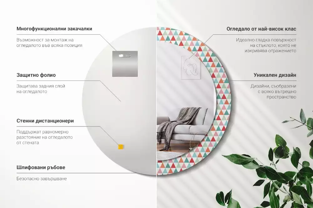 Kulaté dekorativní zrcadlo Geometrický vzor