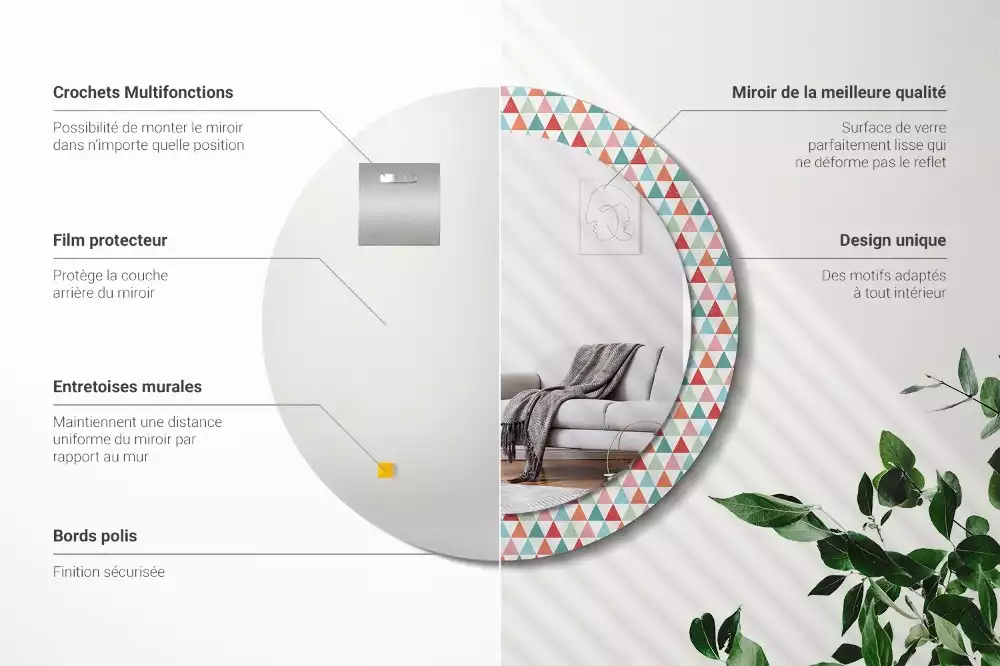 Kulaté dekorativní zrcadlo Geometrický vzor