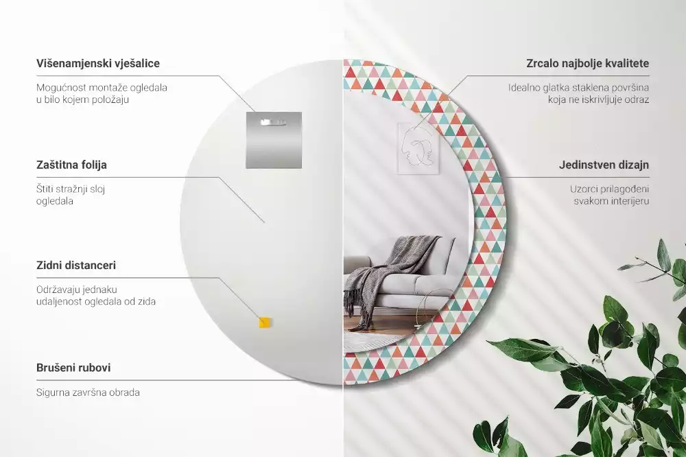 Kulaté dekorativní zrcadlo Geometrický vzor