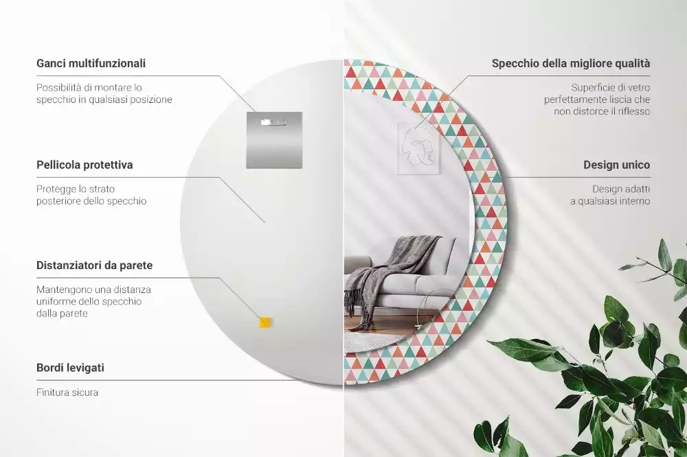 Kulaté dekorativní zrcadlo Geometrický vzor