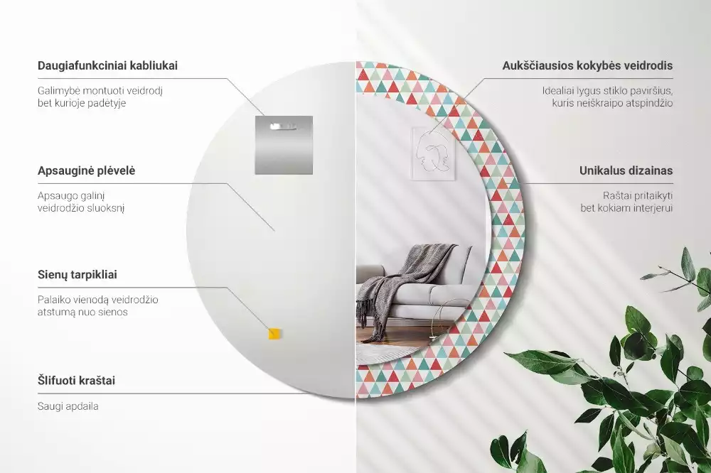 Kulaté dekorativní zrcadlo Geometrický vzor