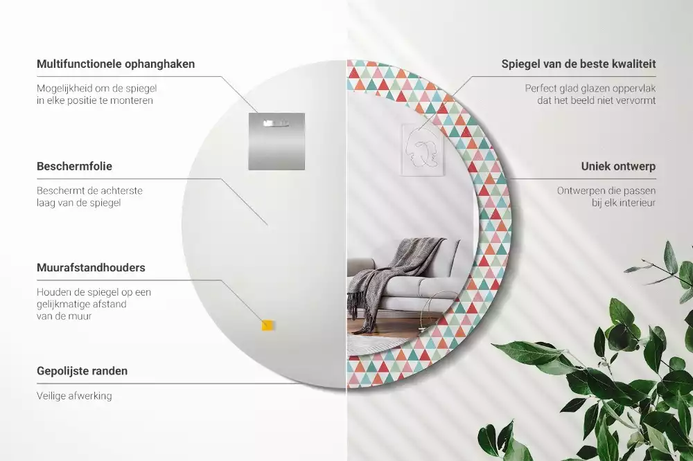Kulaté dekorativní zrcadlo Geometrický vzor