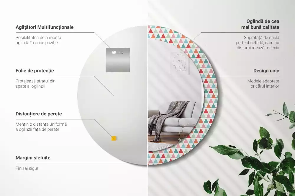 Kulaté dekorativní zrcadlo Geometrický vzor