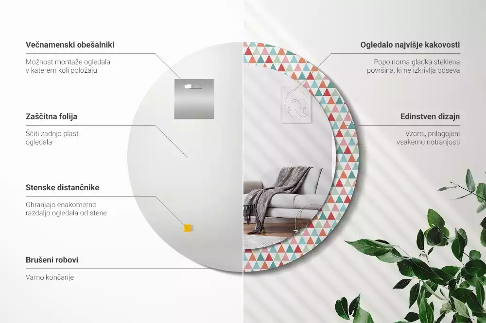 Kulaté dekorativní zrcadlo Geometrický vzor