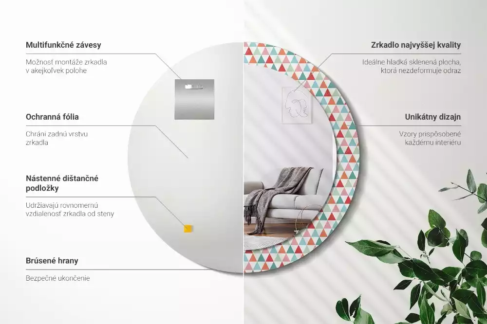 Kulaté dekorativní zrcadlo Geometrický vzor