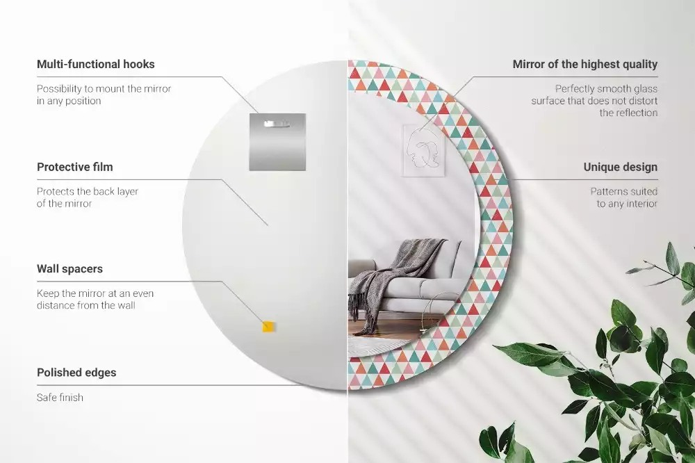 Kulaté dekorativní zrcadlo Geometrický vzor