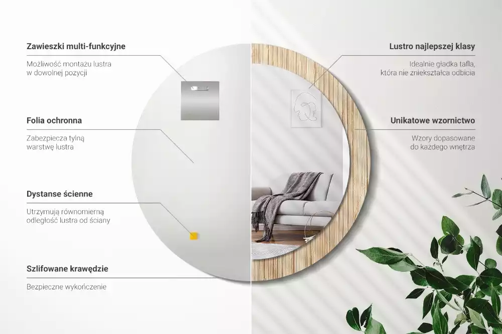 Kulaté dekorativní zrcadlo Bambusová sláma