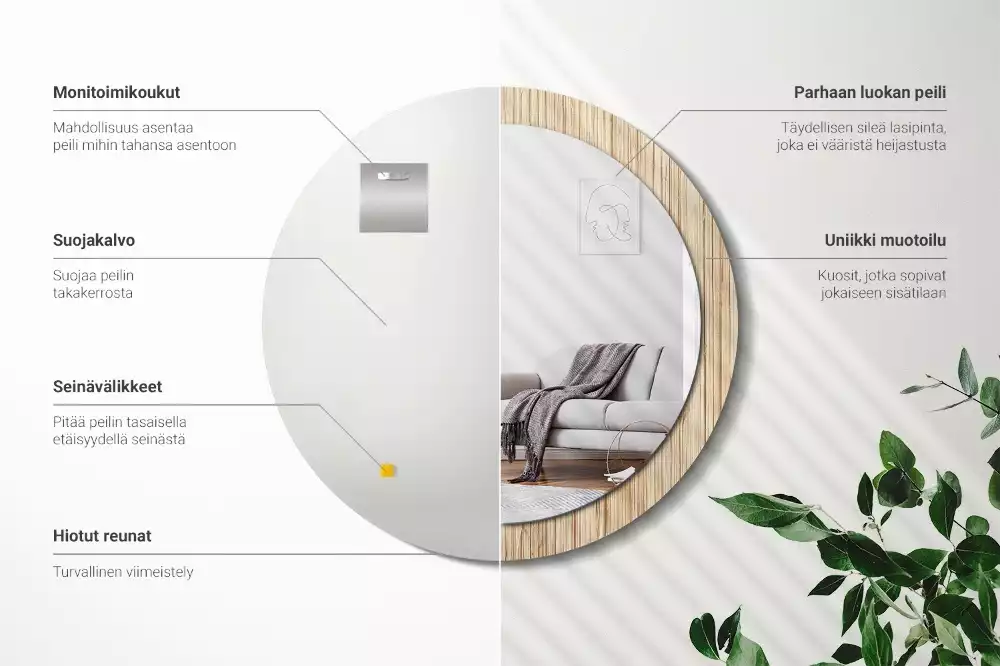 Kulaté dekorativní zrcadlo Bambusová sláma