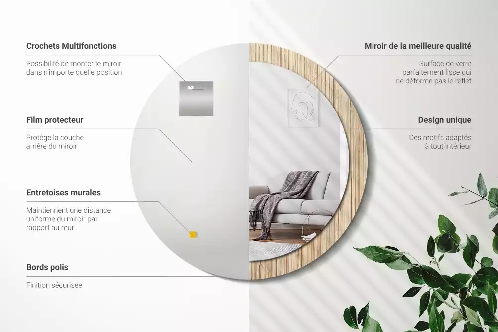 Kulaté dekorativní zrcadlo Bambusová sláma