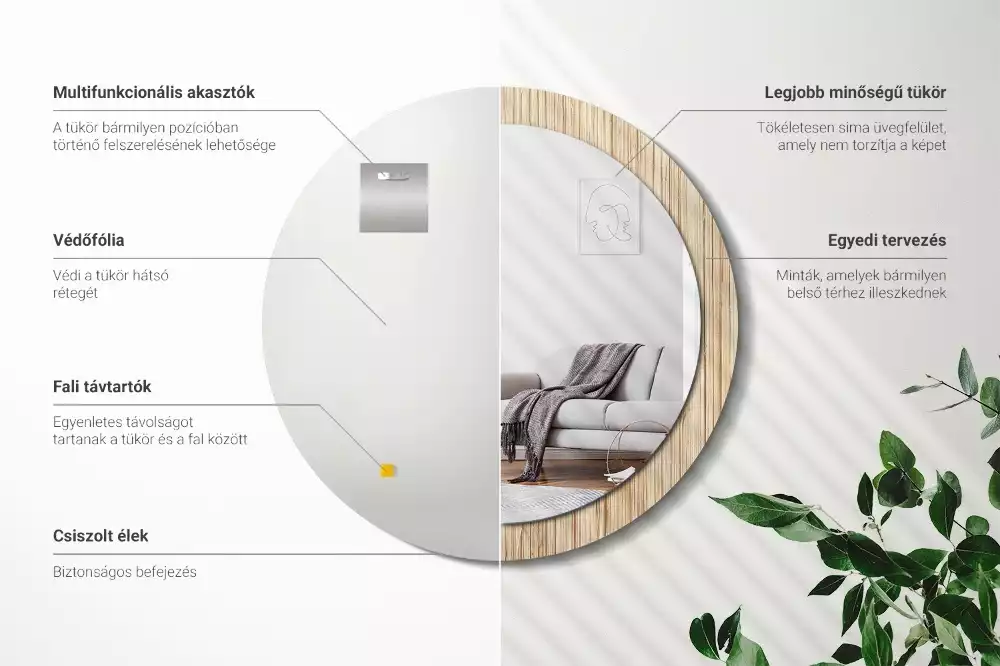 Kulaté dekorativní zrcadlo Bambusová sláma