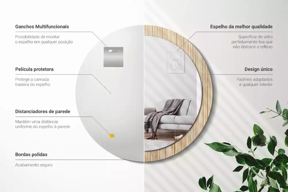 Kulaté dekorativní zrcadlo Bambusová sláma