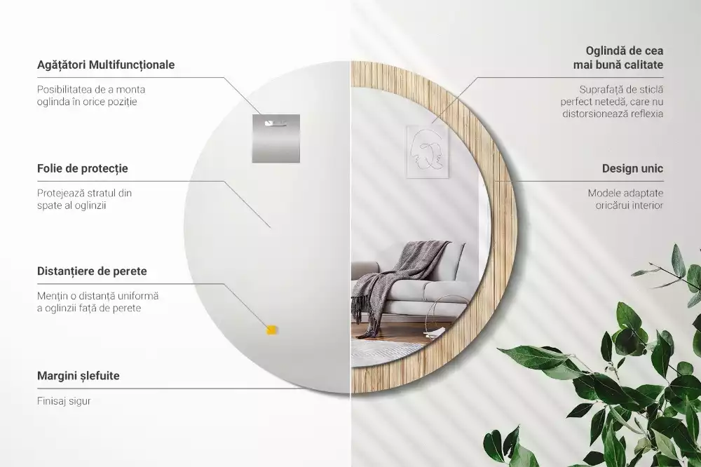 Kulaté dekorativní zrcadlo Bambusová sláma