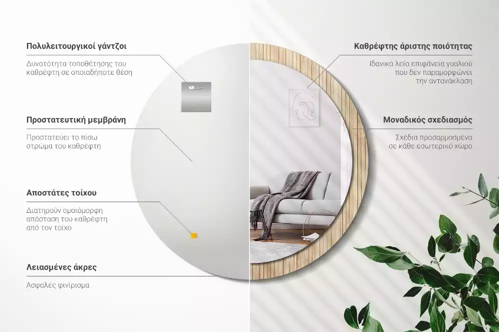 Kulaté dekorativní zrcadlo Bambusová sláma