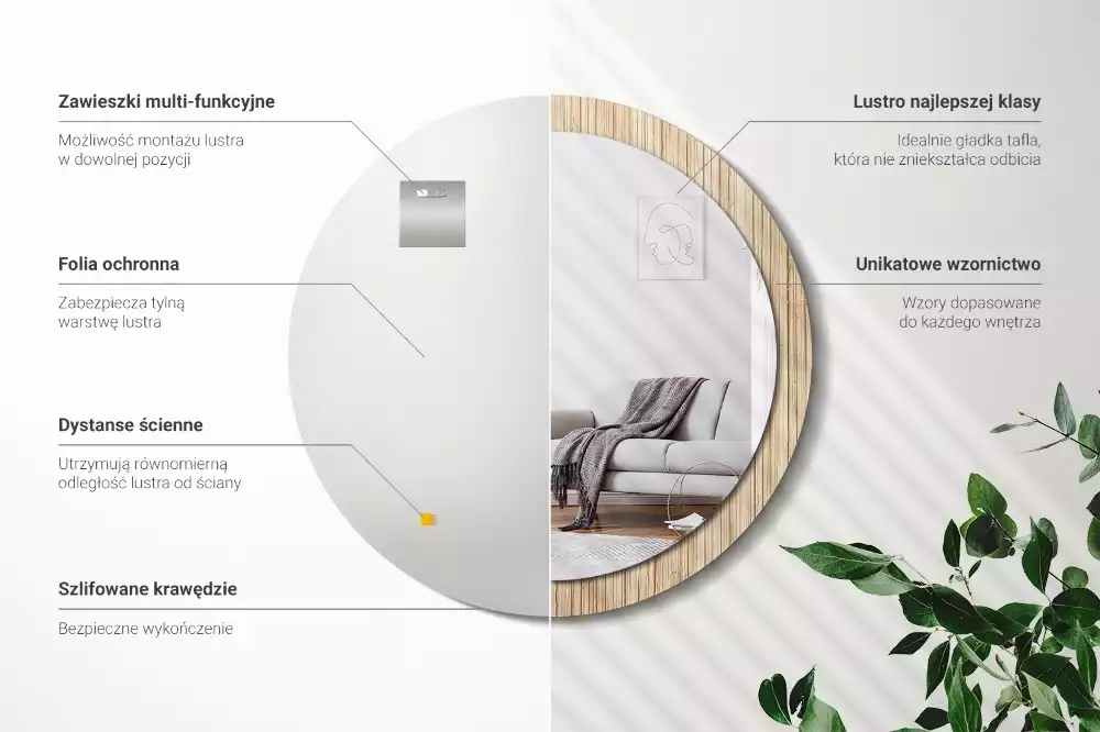 Kulaté dekorativní zrcadlo Bambusová sláma