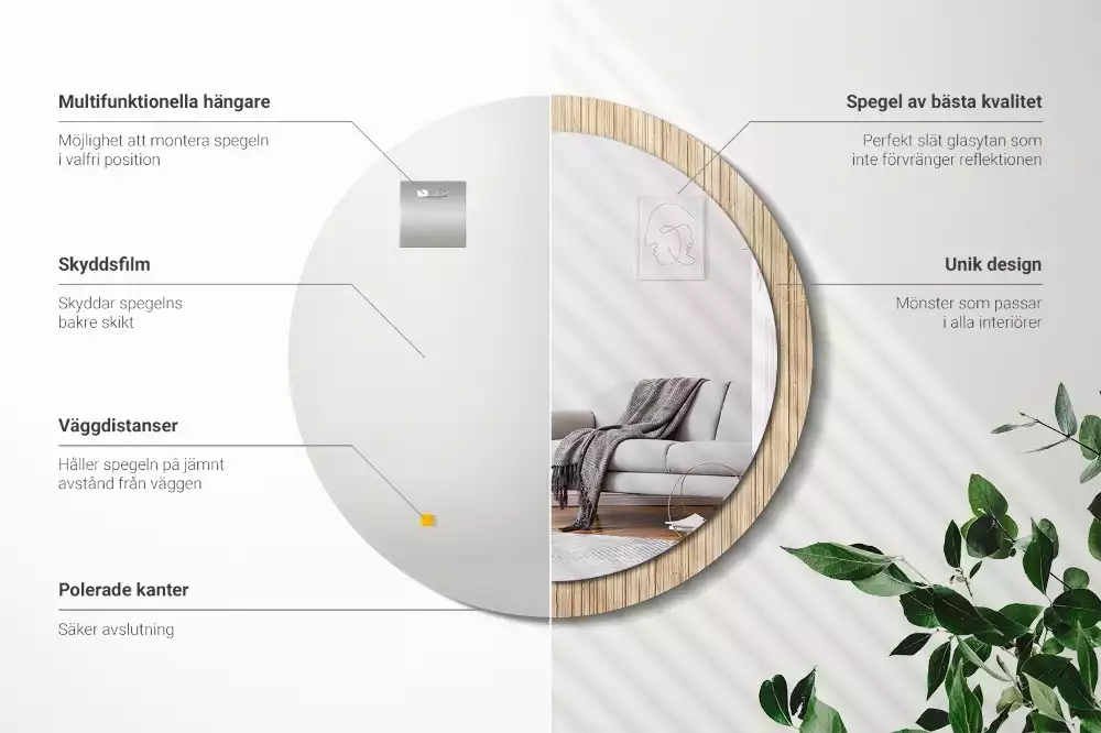 Kulaté dekorativní zrcadlo Bambusová sláma