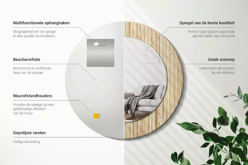 Kulaté dekorativní zrcadlo Bambusová sláma