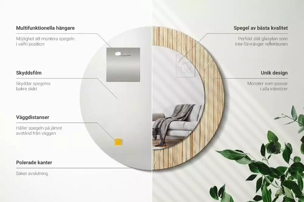 Kulaté dekorativní zrcadlo Bambusová sláma