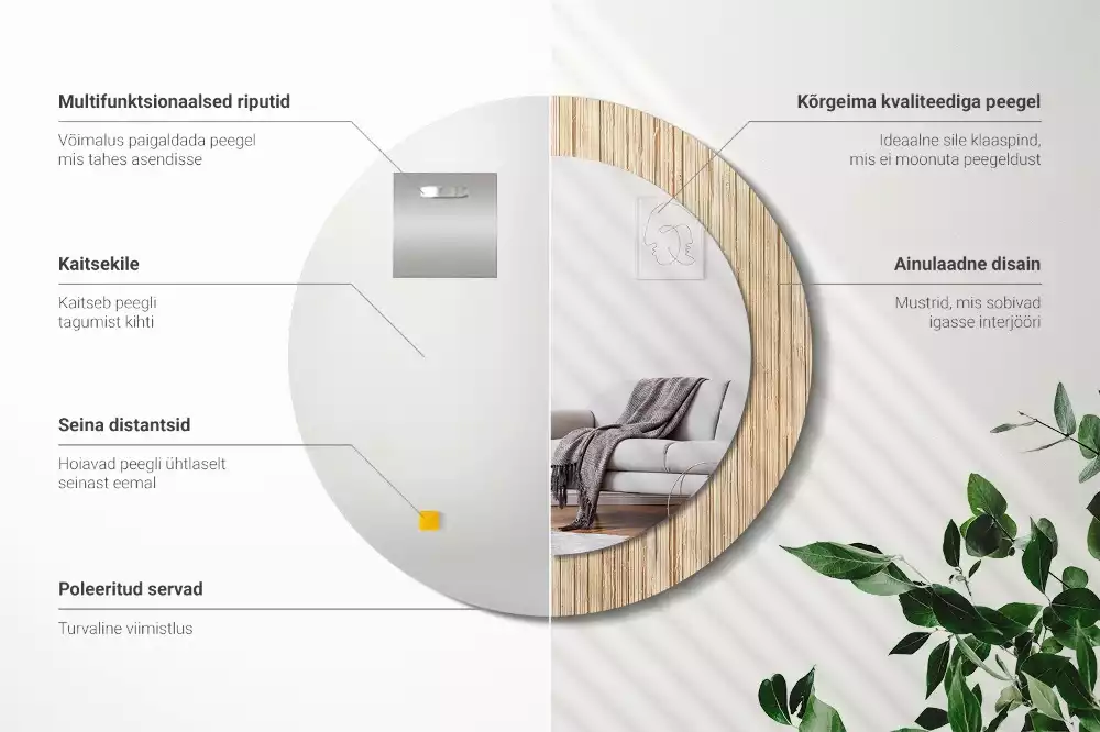 Kulaté dekorativní zrcadlo Bambusová sláma