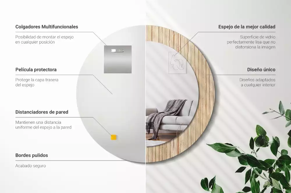 Kulaté dekorativní zrcadlo Bambusová sláma