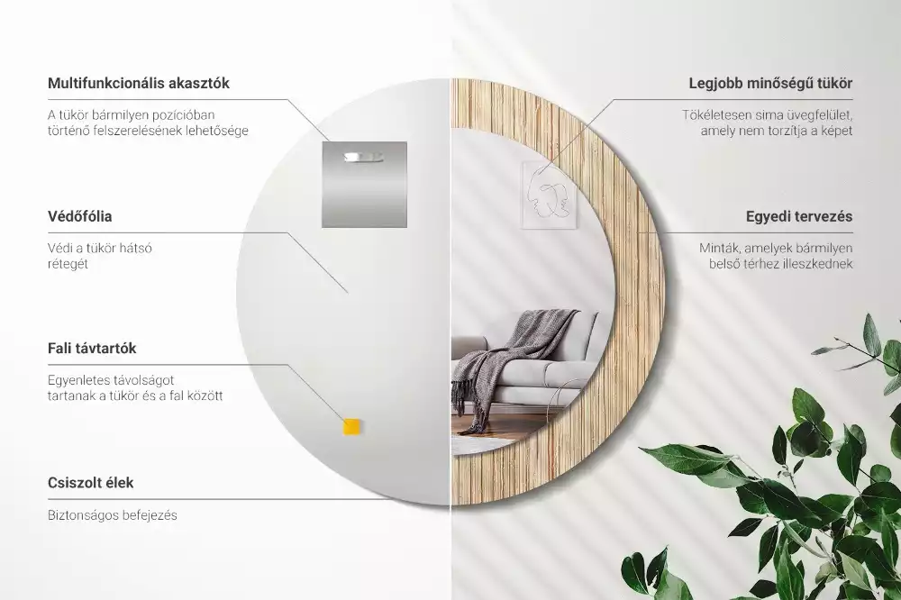 Kulaté dekorativní zrcadlo Bambusová sláma