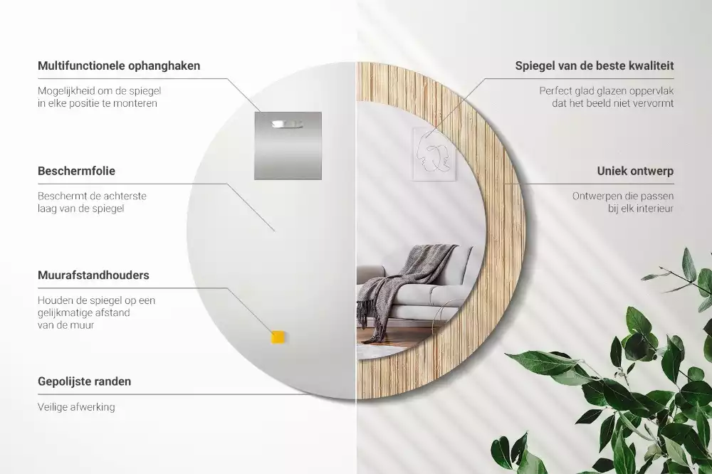 Kulaté dekorativní zrcadlo Bambusová sláma