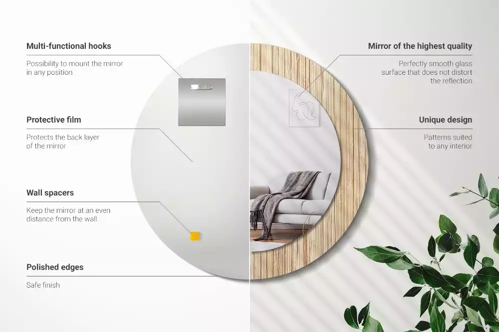 Kulaté dekorativní zrcadlo Bambusová sláma